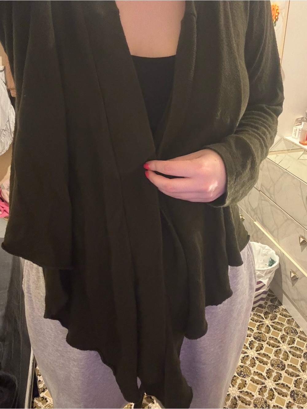 Women’s brown Open Front Cascade Cardigan Sweater